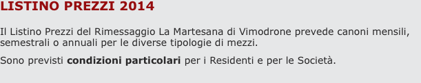 Listino prezzi 2014  Il Listino Prezzi del Rimessaggio La Marte